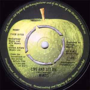 Wings - "Live And Let Die" - Apple Records - 7" - 1973